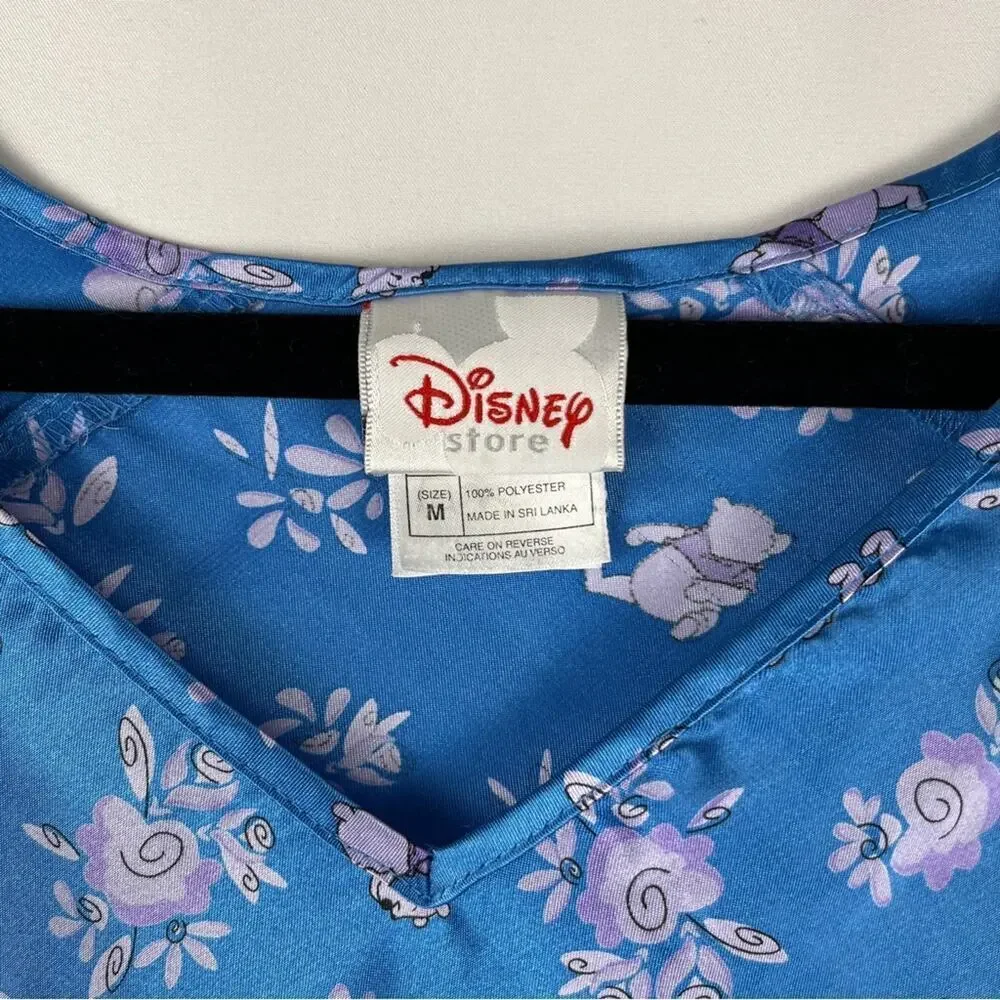 DISNEY STORE Wmns Winnie the Pooh Satin Short Sleeve Short Nightgown Blue Size M - Picture 4 of 6